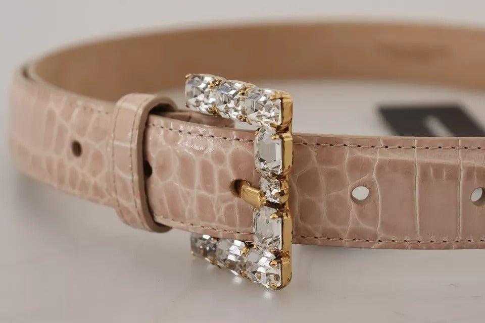  - Dolce & Gabbana Beige Leather Crystal Buckle Women Belt - WMB235 - 60 - Ask Me Wear