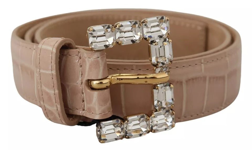  - Dolce & Gabbana Beige Leather Crystal Buckle Women Belt - WMB235 - 60 - Ask Me Wear