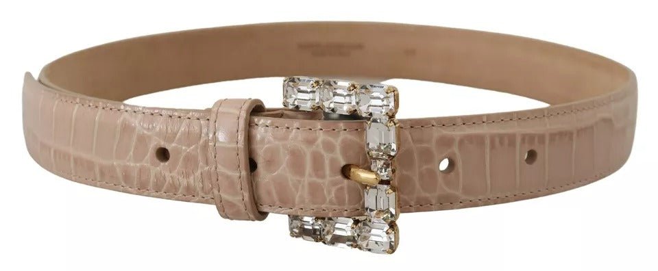  - Dolce & Gabbana Beige Leather Crystal Buckle Women Belt - WMB235 - 60 - Ask Me Wear