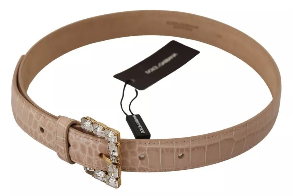  - Dolce & Gabbana Beige Leather Crystal Buckle Women Belt - WMB235 - 60 - Ask Me Wear