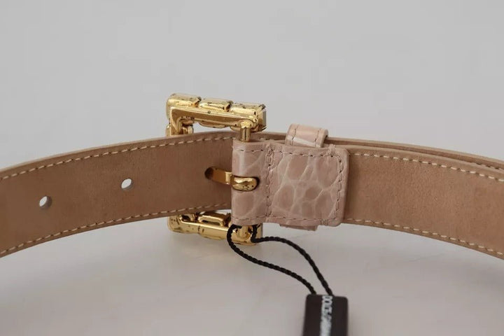  - Dolce & Gabbana Beige Leather Crystal Buckle Women Belt - WMB235 - 60 - Ask Me Wear