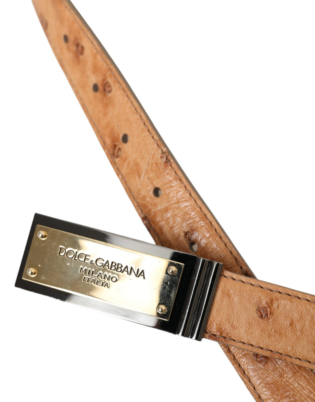  - Dolce & Gabbana Beige Leather Gold Logo Engraved Buckle Belt - BEL9204 - 90 - Ask Me Wear