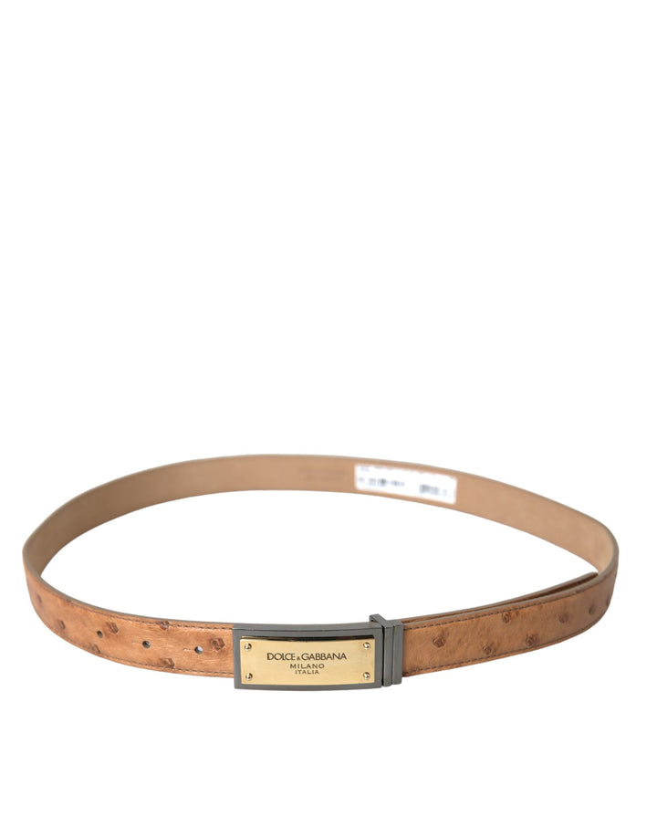  - Dolce & Gabbana Beige Leather Gold Logo Engraved Buckle Belt - BEL9204 - 90 - Ask Me Wear