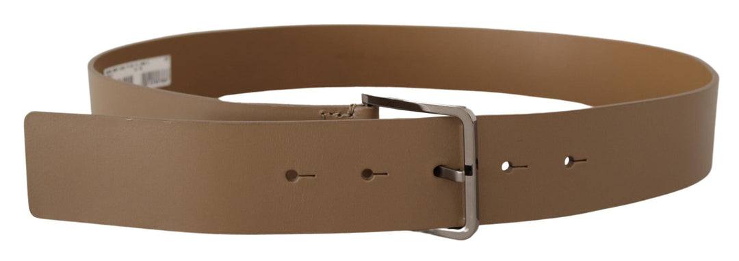  - Dolce & Gabbana Beige Leather Statement Belt with Silver Buckle - BEL8493 - 90 - Ask Me Wear