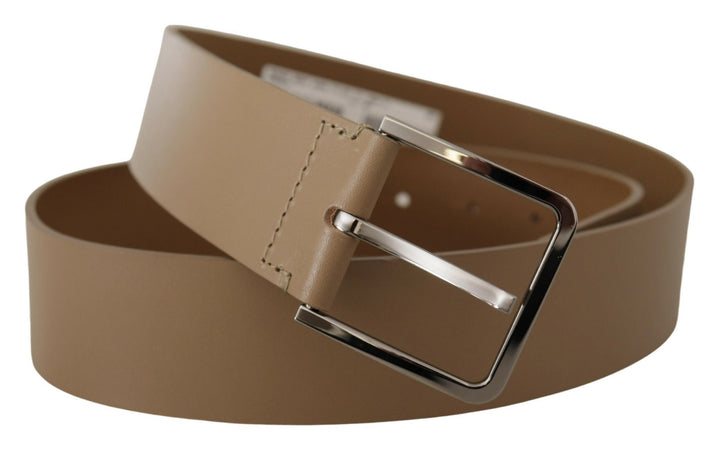  - Dolce & Gabbana Beige Leather Statement Belt with Silver Buckle - BEL8493 - 90 - Ask Me Wear