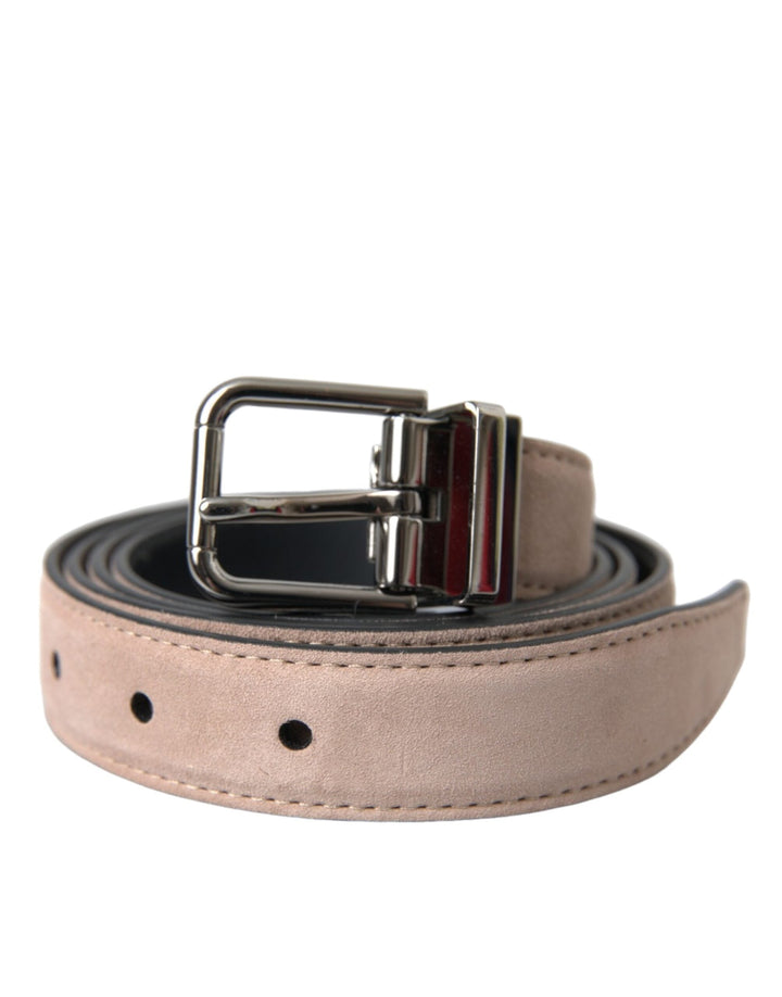  - Dolce & Gabbana Beige Suede Leather Silver Buckle Belt Men - BEL9223 - 105 - Ask Me Wear