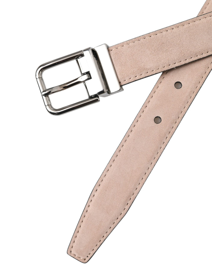  - Dolce & Gabbana Beige Suede Leather Silver Buckle Belt Men - BEL9223 - 105 - Ask Me Wear