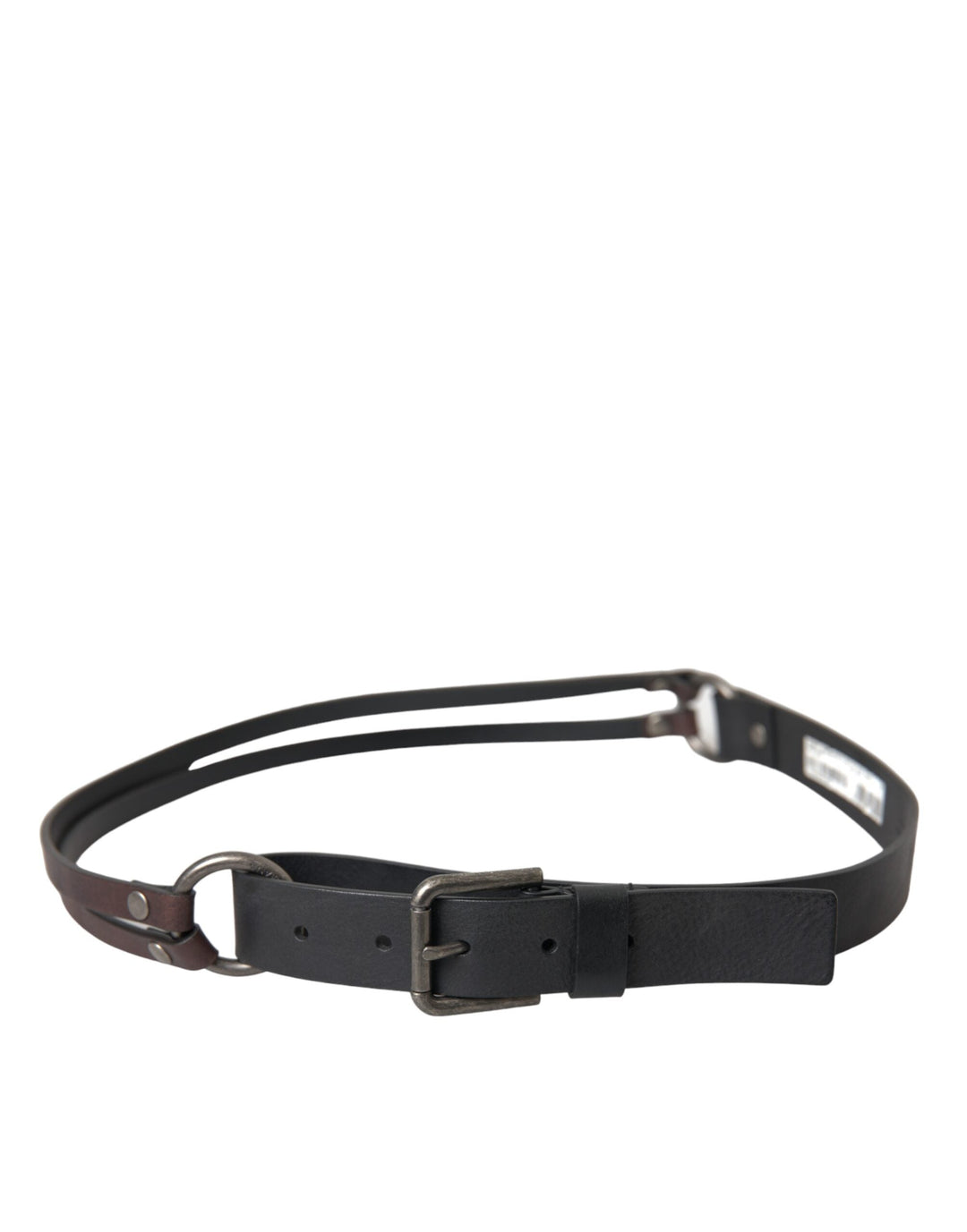  - Dolce & Gabbana Black Brown Leather Silver Metal Buckle Belt - BEL9193 - 100 - Ask Me Wear