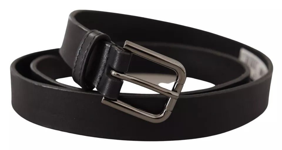  - Dolce & Gabbana Black Calf Leather Classic Metal Logo Buckle Belt - BEL8566 - 90 - Ask Me Wear