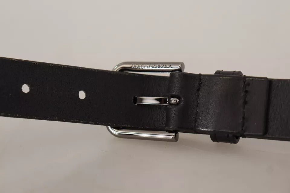  - Dolce & Gabbana Black Calf Leather Classic Metal Logo Buckle Belt - BEL8566 - 90 - Ask Me Wear