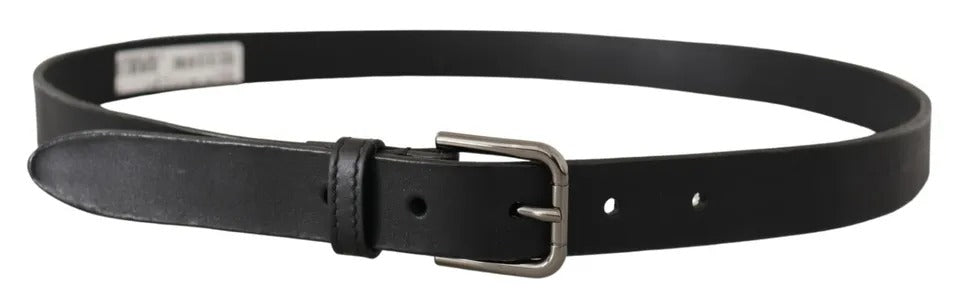  - Dolce & Gabbana Black Calf Leather Classic Metal Logo Buckle Belt - BEL8566 - 90 - Ask Me Wear