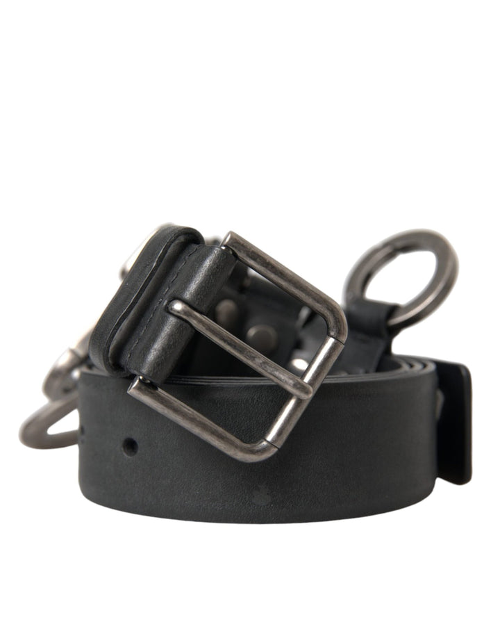  - Dolce & Gabbana Black Calf Leather Silver Metal Buckle Belt - BEL9218 - 90 - Ask Me Wear