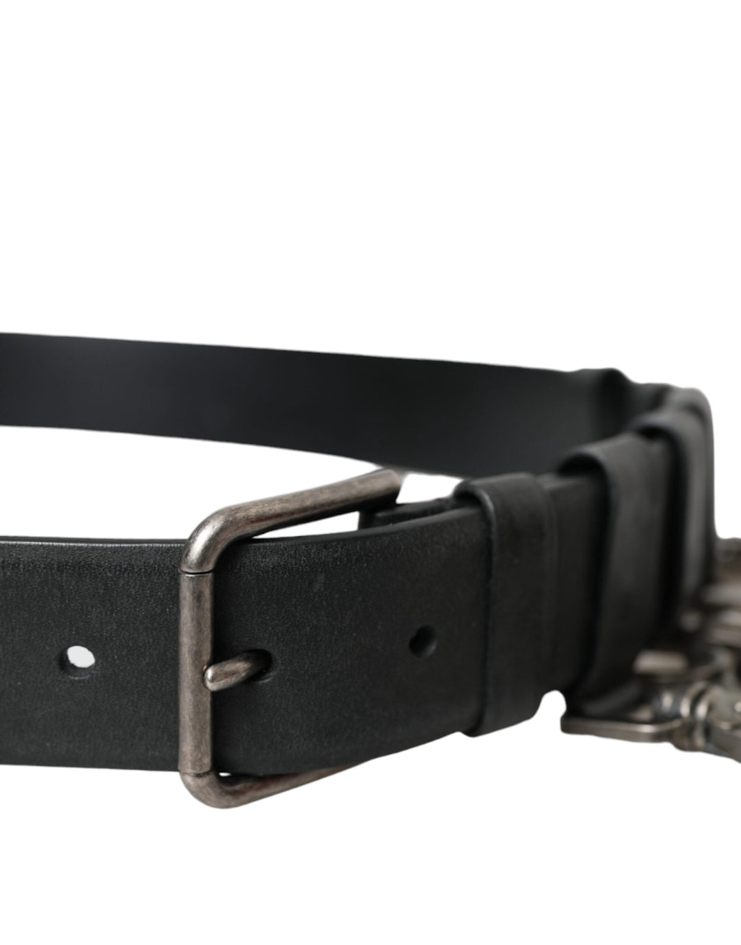  - Dolce & Gabbana Black Calf Leather Silver Metal Buckle Belt - BEL9218 - 90 - Ask Me Wear