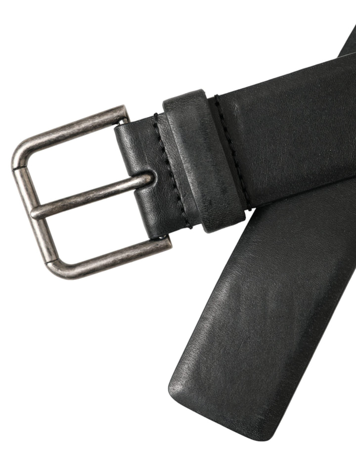  - Dolce & Gabbana Black Calf Leather Silver Metal Buckle Belt - BEL9222 - 90 - Ask Me Wear