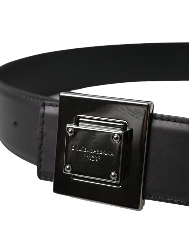  - Dolce & Gabbana Black Calf Leather Square Metal Buckle Belt - BEL9201 - 80 - Ask Me Wear