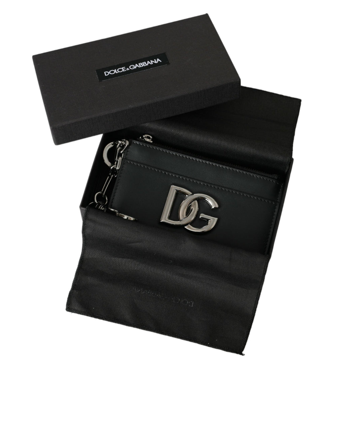  - Dolce & Gabbana Black Calfskin Leather DG Logo Card Holder Wallet Men - SMY101310 - Ask Me Wear