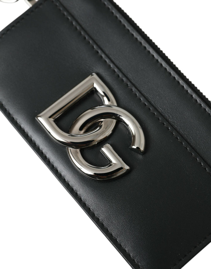  - Dolce & Gabbana Black Calfskin Leather DG Logo Card Holder Wallet Men - SMY101310 - Ask Me Wear