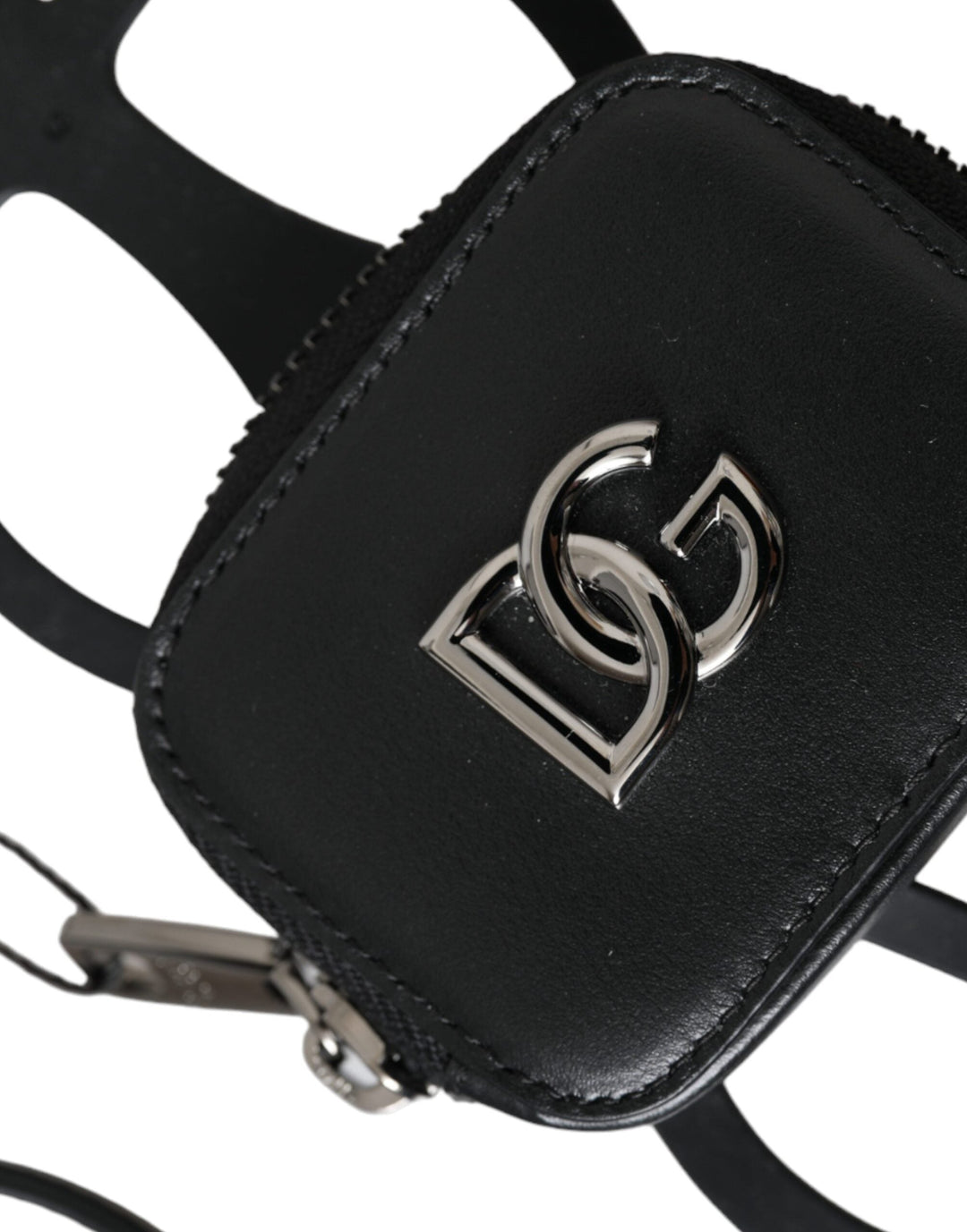  - Dolce & Gabbana Black Calfskin Leather DG Logo Coin Purse Lanyard Wallet - SMY10336 - Ask Me Wear