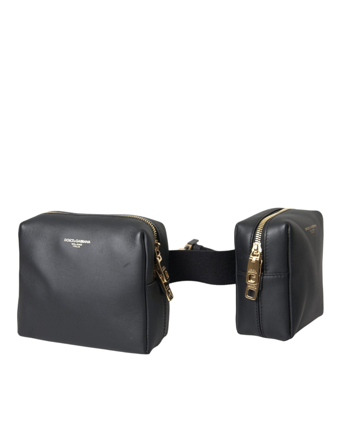  - Dolce & Gabbana Black Calfskin Leather Double Waist Belt Fanny Pack Bag - BAG1274 - Ask Me Wear