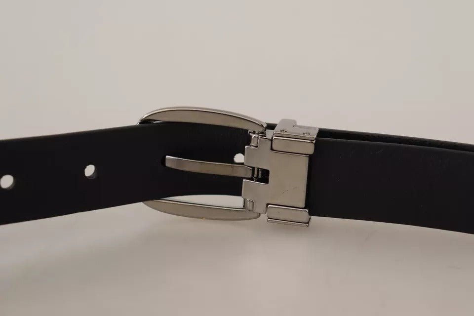  - Dolce & Gabbana Black Classic Leather Chrome Metal Buckle Belt - BEL8537 - 100 - Ask Me Wear