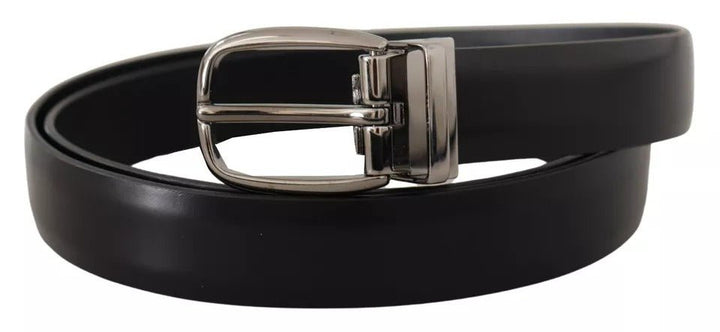  - Dolce & Gabbana Black Classic Leather Chrome Metal Buckle Belt - BEL8537 - 100 - Ask Me Wear