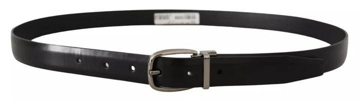  - Dolce & Gabbana Black Classic Leather Chrome Metal Buckle Belt - BEL8537 - 100 - Ask Me Wear