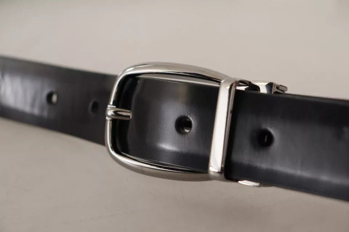  - Dolce & Gabbana Black Classic Leather Chrome Metal Buckle Belt - BEL8537 - 100 - Ask Me Wear