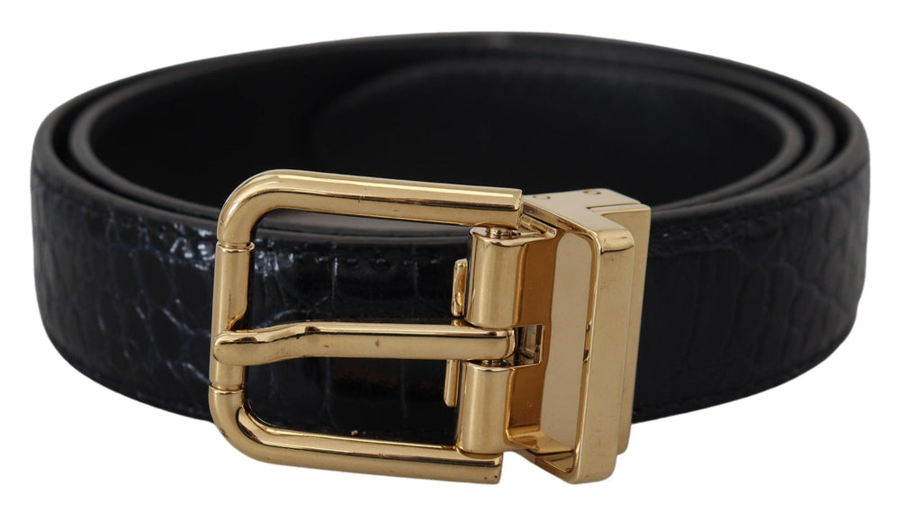  - Dolce & Gabbana Black Exotic Leather Gold Metal Buckle Belt - WMB237 - 75 - Ask Me Wear