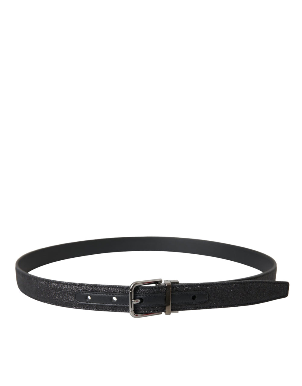  - Dolce & Gabbana Black Glittered Leather Silver Buckle Belt - WMB405 - 90 - Ask Me Wear