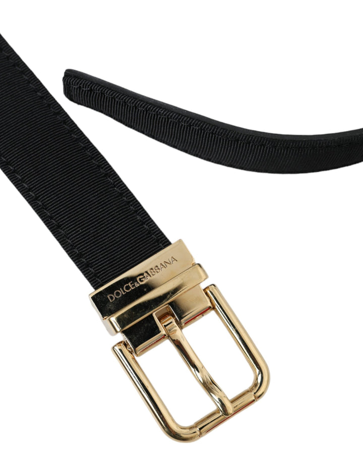  - Dolce & Gabbana Black Gros Grain Gold Metal Buckle Belt Men - BEL9224 - 80 - Ask Me Wear