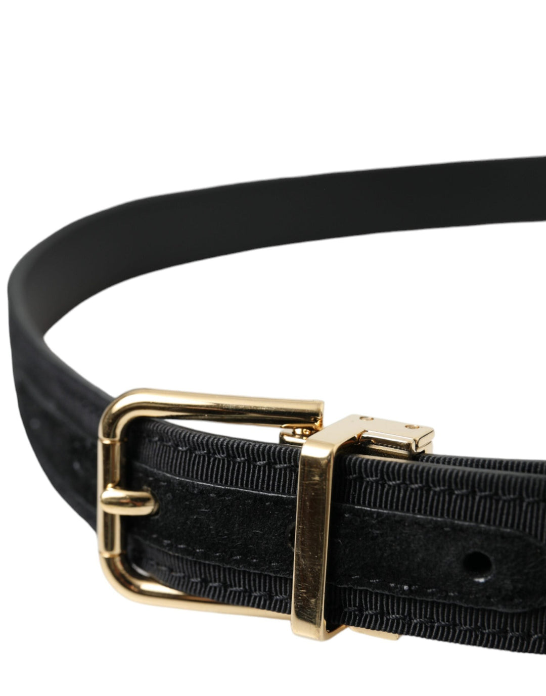  - Dolce & Gabbana Black Gros Grain Gold Metal Buckle Belt Men - BEL9224 - 80 - Ask Me Wear