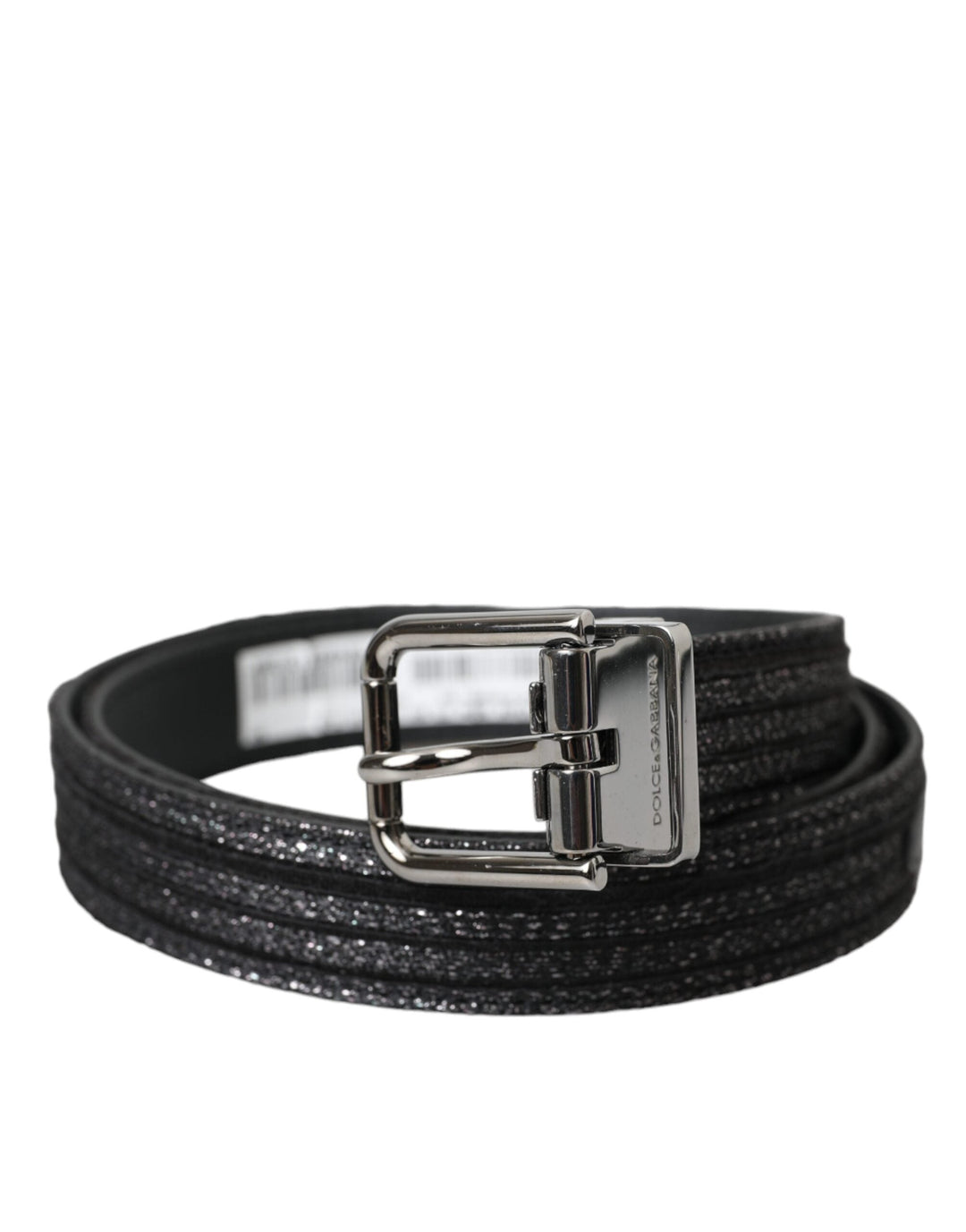  - Dolce & Gabbana Black Jacquard Stripes Silver Metal Buckle Belt - BEL9212 - 90 - Ask Me Wear