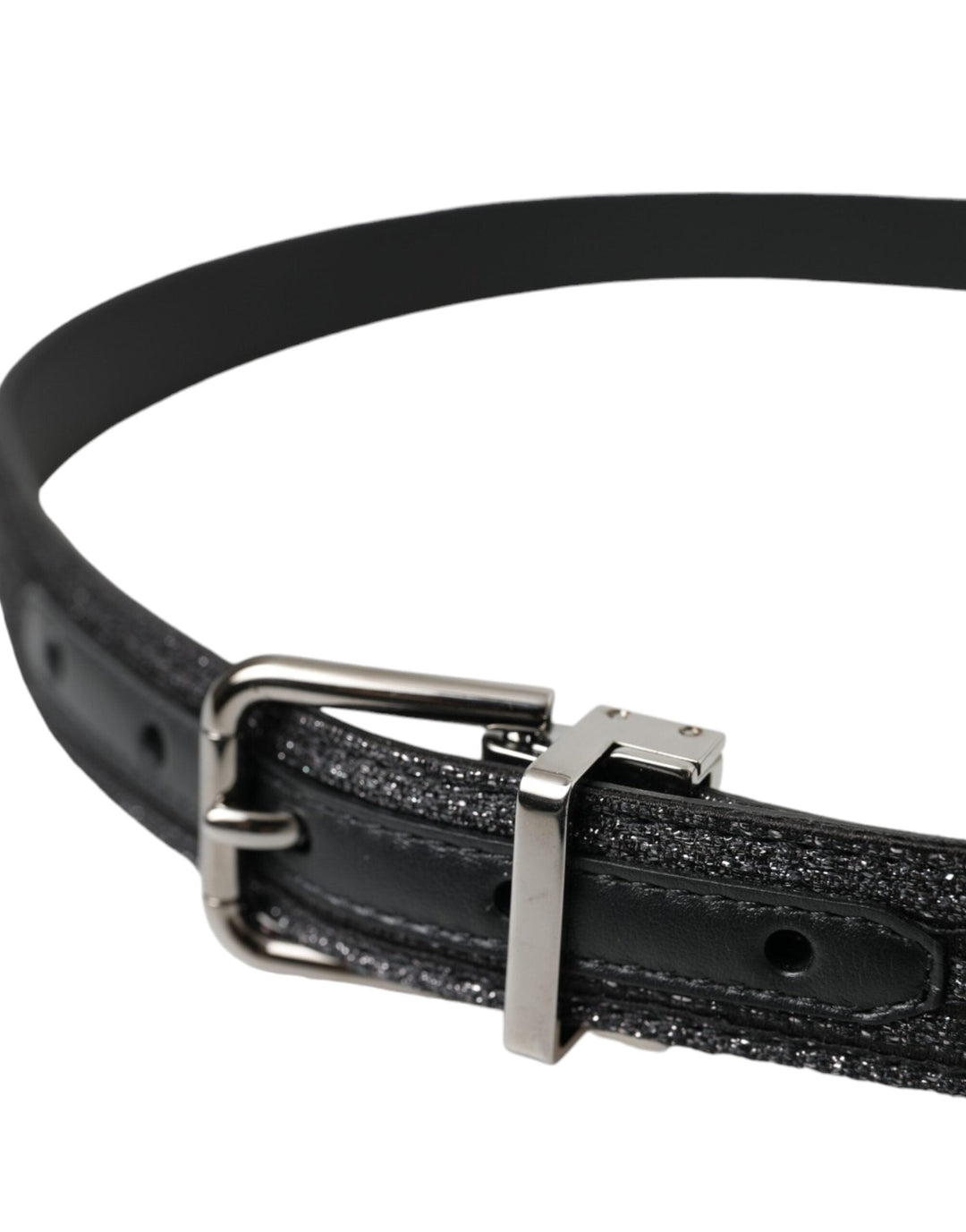  - Dolce & Gabbana Black Jacquard Stripes Silver Metal Buckle Belt - BEL9212 - 90 - Ask Me Wear