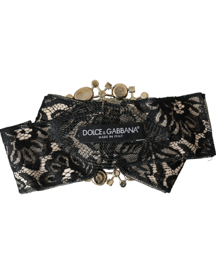  - Dolce & Gabbana Black Lace Crystal Handmade Brooch Hair Pin - SMY10198 - Ask Me Wear