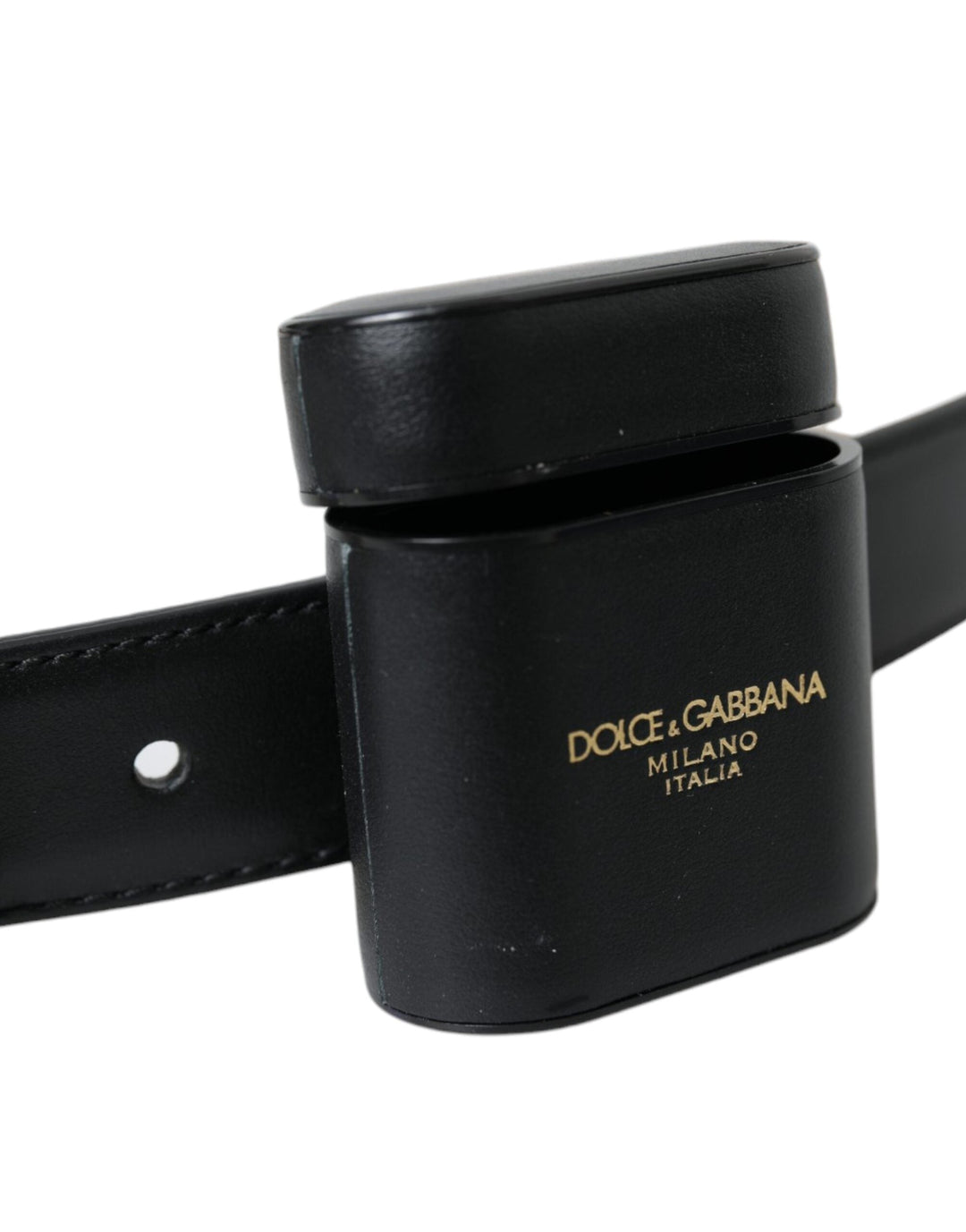  - Dolce & Gabbana Black Leather Airpods Case Silver Buckle Belt - WMB399 - 75 - Ask Me Wear