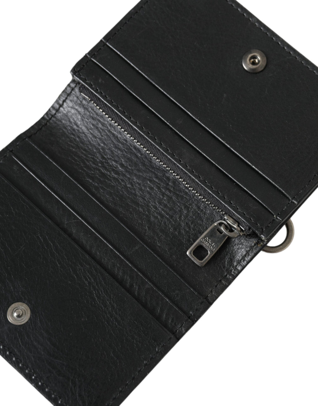  - Dolce & Gabbana Black Leather Bifold Sling Women Card Holder Purse Wallet - BAG1496 - Ask Me Wear