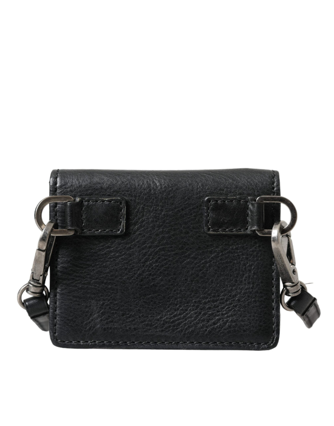  - Dolce & Gabbana Black Leather Bifold Sling Women Card Holder Purse Wallet - BAG1496 - Ask Me Wear