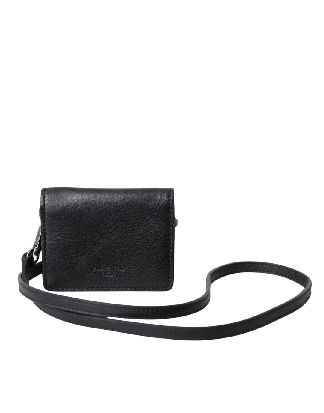  - Dolce & Gabbana Black Leather Bifold Sling Women Card Holder Purse Wallet - BAG1496 - Ask Me Wear