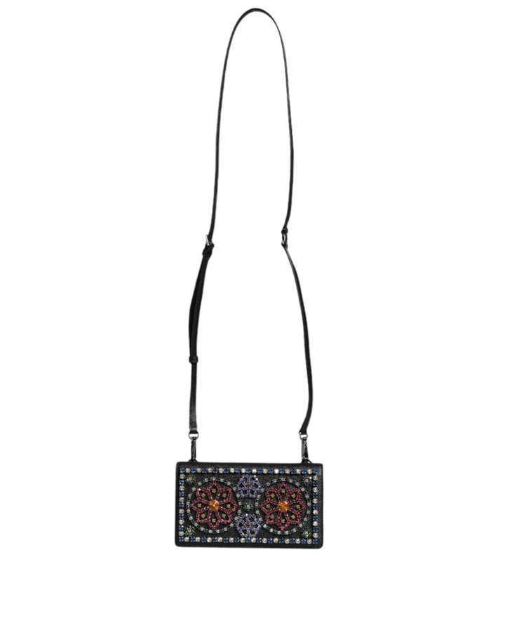  - Dolce & Gabbana Black Leather Crystal Shoulder Crossbody Clutch Bag - BAG4125 - Ask Me Wear