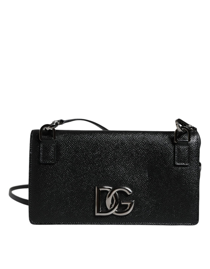  - Dolce & Gabbana Black Leather Crystal Shoulder Crossbody Clutch Bag - BAG4125 - Ask Me Wear