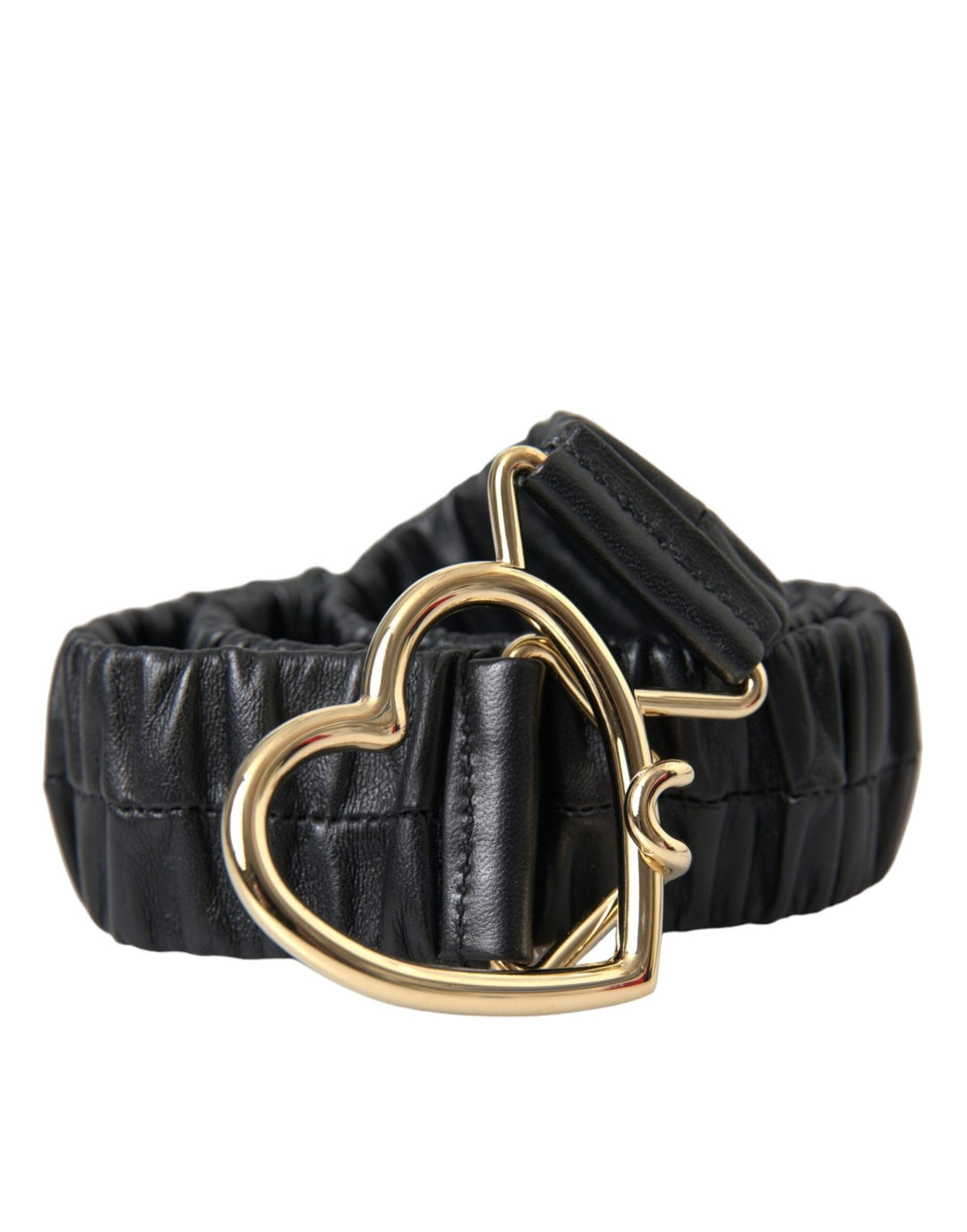  - Dolce & Gabbana Black Leather Gold Heart Metal Buckle Belt - WMB470 - 90 - Ask Me Wear