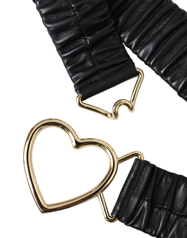  - Dolce & Gabbana Black Leather Gold Heart Metal Buckle Belt - WMB470 - 90 - Ask Me Wear