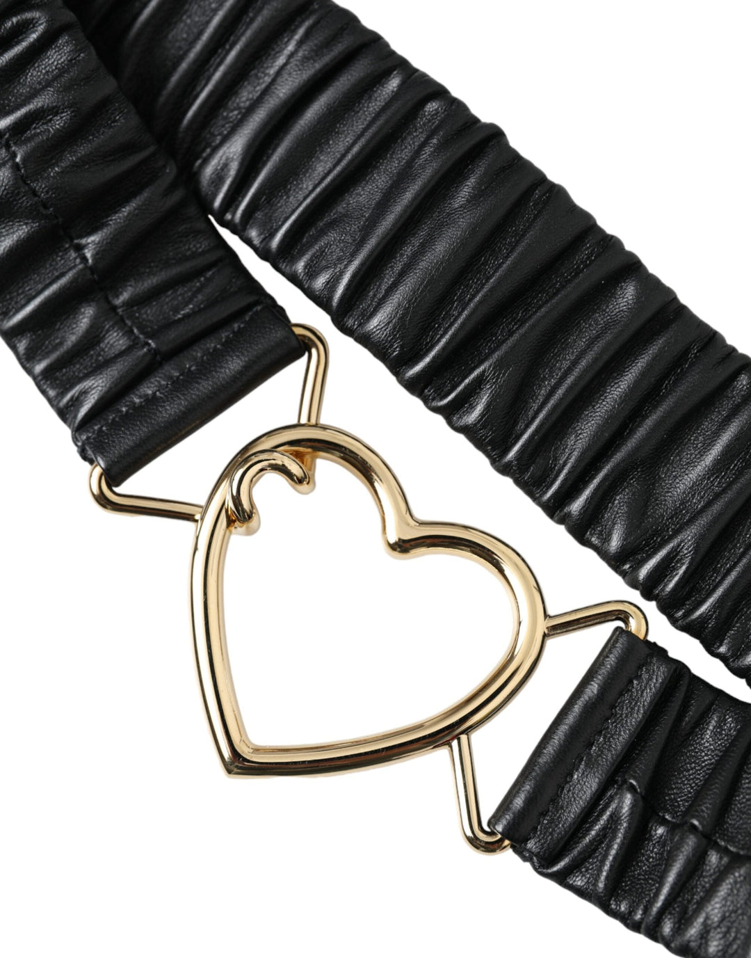  - Dolce & Gabbana Black Leather Gold Heart Metal Buckle Belt - WMB470 - 90 - Ask Me Wear