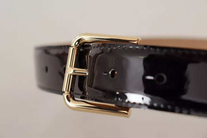  - Dolce & Gabbana Black Leather Gold Metal Logo Engraved Buckle Belt - BEL8523 - 80 - Ask Me Wear