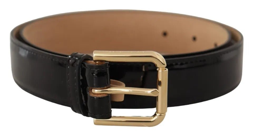  - Dolce & Gabbana Black Leather Gold Metal Logo Engraved Buckle Belt - BEL8523 - 80 - Ask Me Wear