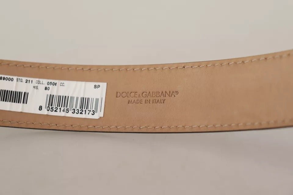  - Dolce & Gabbana Black Leather Gold Metal Logo Engraved Buckle Belt - BEL8523 - 80 - Ask Me Wear