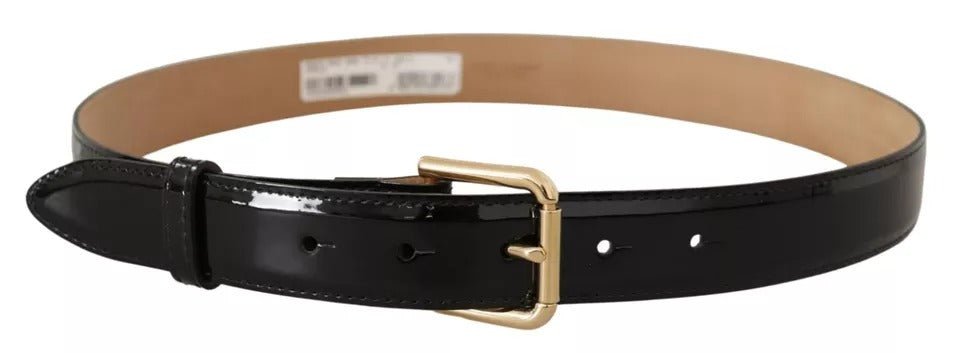  - Dolce & Gabbana Black Leather Gold Metal Logo Engraved Buckle Belt - BEL8523 - 80 - Ask Me Wear