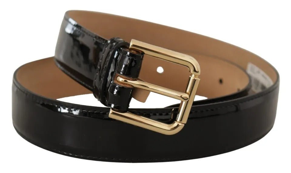  - Dolce & Gabbana Black Leather Gold Metal Logo Engraved Buckle Belt - BEL8523 - 80 - Ask Me Wear