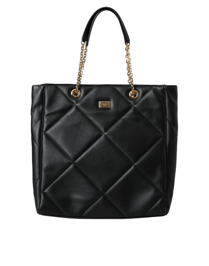  - Dolce & Gabbana Black Leather JUNGLE Quilted Shopping Tote Bag - BAG1492 - Ask Me Wear