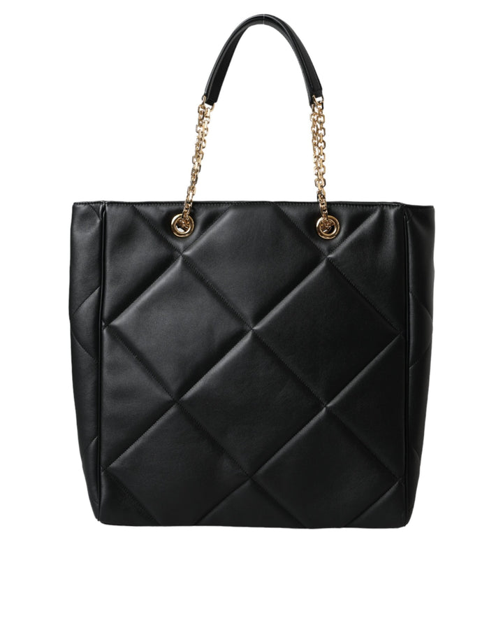  - Dolce & Gabbana Black Leather JUNGLE Quilted Shopping Tote Bag - BAG1492 - Ask Me Wear